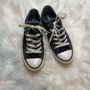 Converse Black Canvas Low-Top Sneakers with Teal Interior